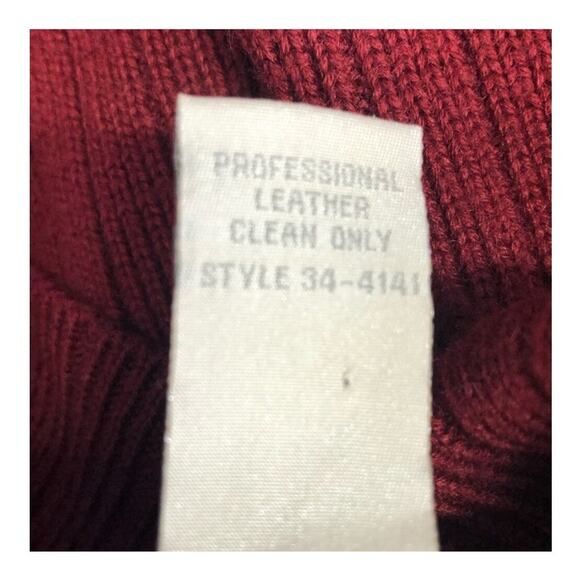 J. Jill Rustic Red Crochet Wool & Suede Patchwork Long Cardigan Sweater Jacket - Picture 15 of 16